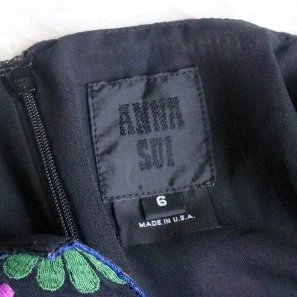 ANNA SUI Floral Deco Resort '14 Morning Glory Textured Cotton Silk Nouveau Dress - Picture 3 of 7